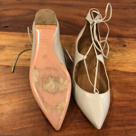 Aquazzura Christy Lace Up Leather Tan flats. Size 41. Excellent condition. - Picture 5 of 9